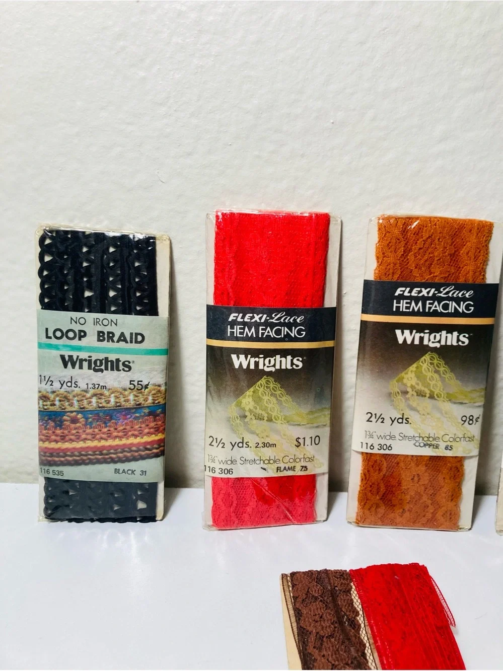 Vintage Sealed or used Hem Facing & Lace Trims Wrights and JP & Coats